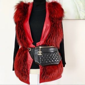 Genuine Fox Fur Leather Vest